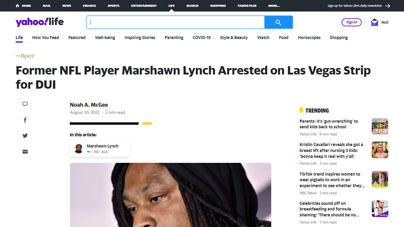 Former NFL Player Marshawn Lynch Arrested on Las Vegas Strip for DUI
